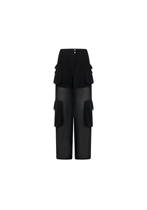 Pantalone Pinko donna Sottocasa 104751 A21F Nero poliestere semitrasparente oversize fit smock coulisse PINKO | Pantaloni | 104751 A21FZ99